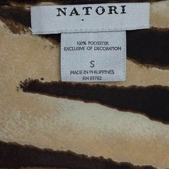 Natori Slip Dress Women Size Small Leopard Animal Print Tiger Surplice Midi - Picture 7 of 11